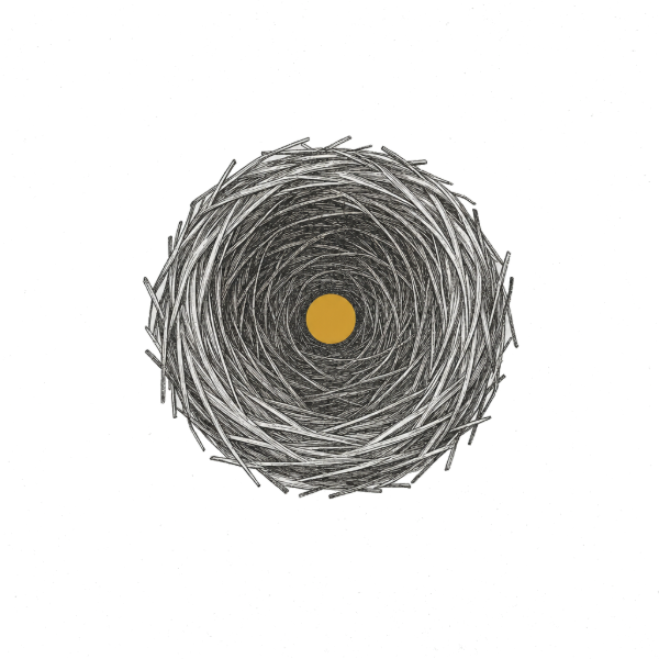 Nest — woven nest with gold bead at center