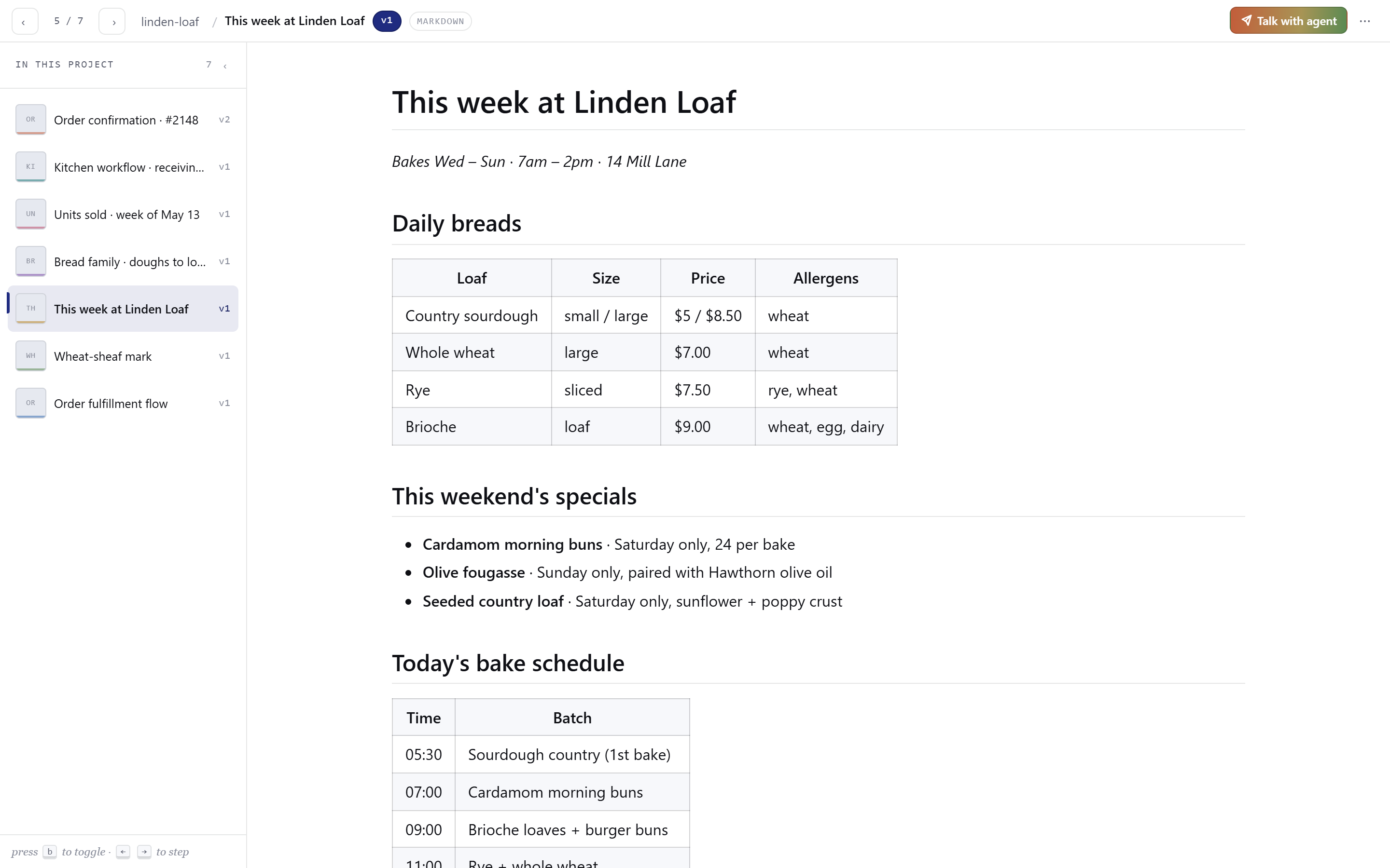 Markdown rendered example